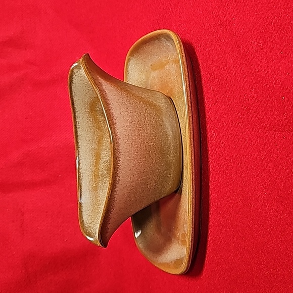 Frankoma Pottery Gravy Boat 6S & Tray 5PS Plainsman  Speckled Brown - Picture 3 of 9